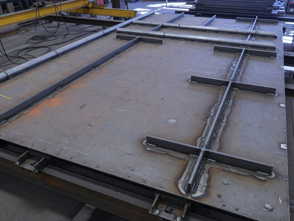Stiffener kaynaklı gemi güverte paneli